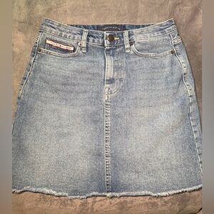 TOMMY HILFIGER Blue Denim Skirt Raw Hem